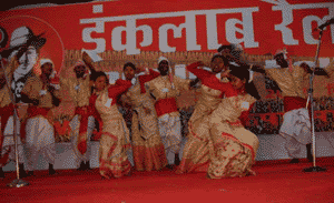 A team from Assam dancing Bihu