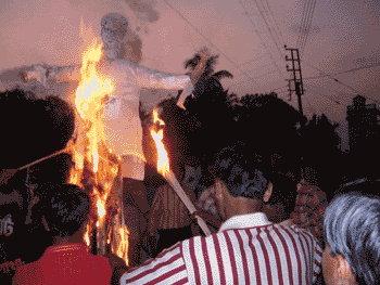 Effigy of CM being Burnt in Protest Against Rape and Murder of Tapasi Malik.